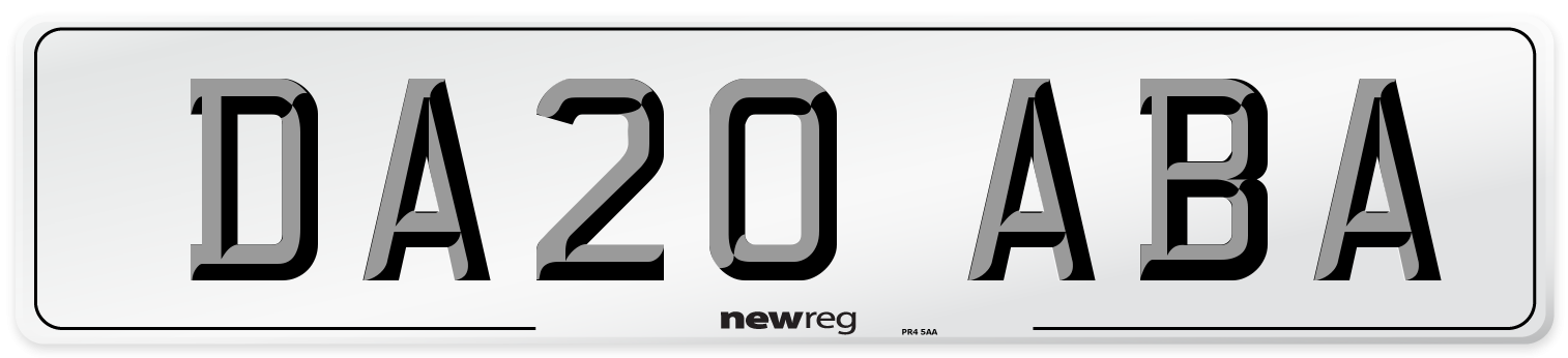 DA20 ABA Number Plate from New Reg